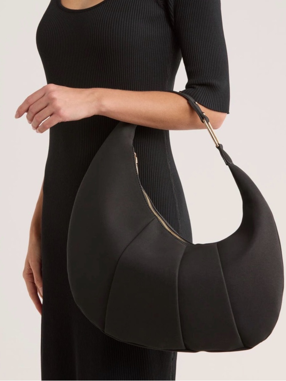 Sculpted Urban Expressions Black Crescent Hobo faux suede